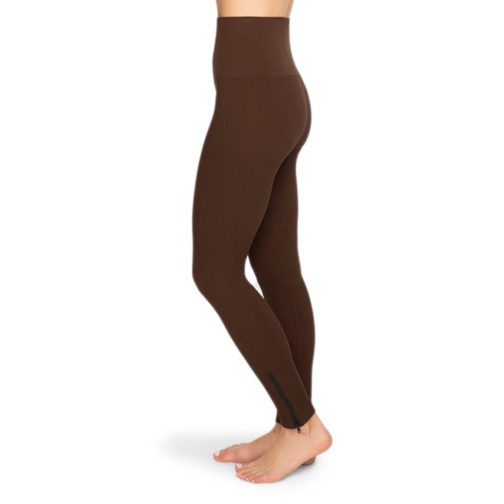 Spanx seamless brown zipper leggings size XL